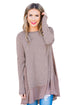 Sexy Chiffon Hemline Splice Coffee Long Sleeve Top